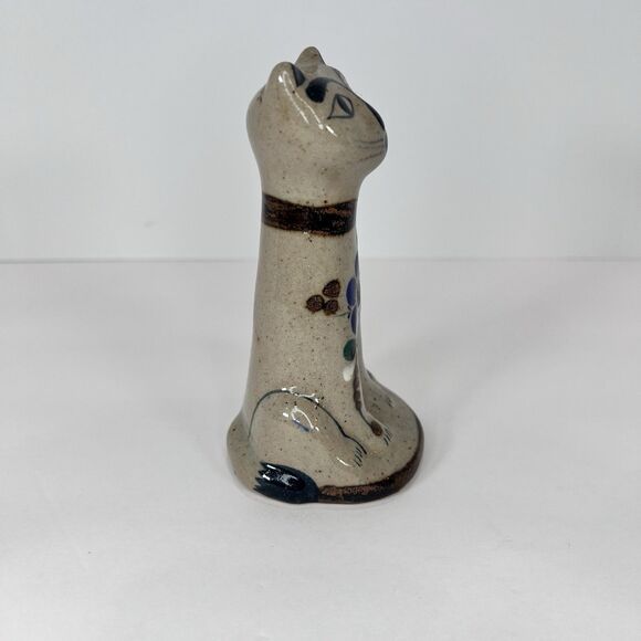 Tonala Jai Handmade Hand Painted Stoneware Cat Figurine Signed - Picture 5 of 10